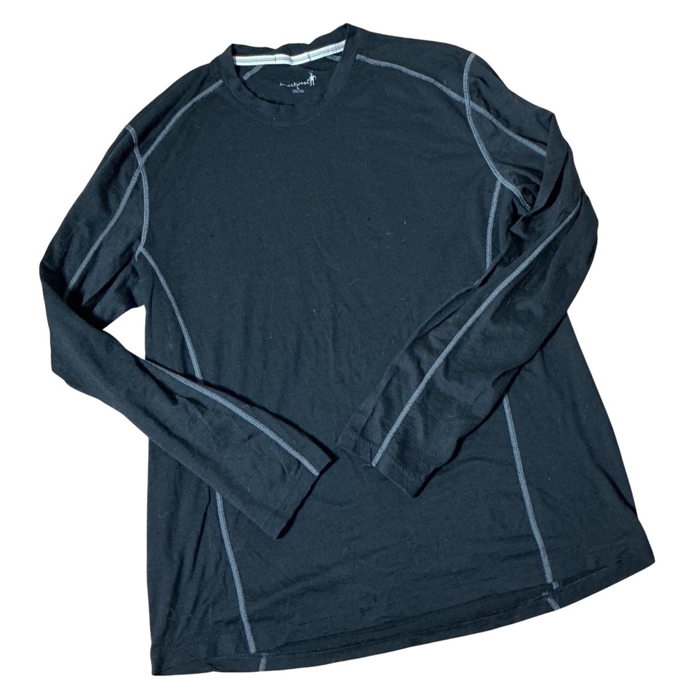 Smartwool Mid 250 Merino Wool Base Layer Mens L Black NTS Crew SW0SN704 Thermal